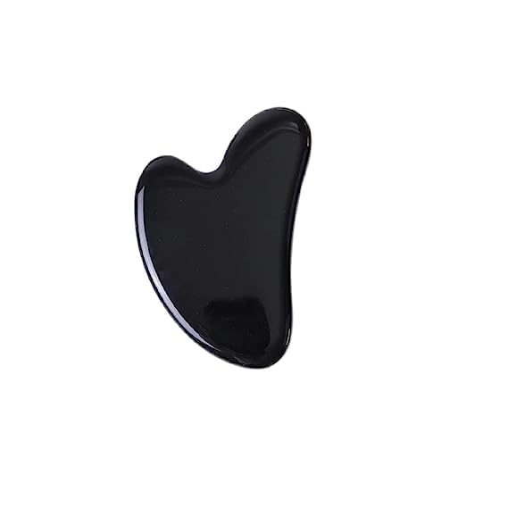Black Obsidian Jade Facial Roller & Gua Sha Set 100% Natural Source from Highest Altitude of Himalayan Two-Sided Face Neck Massager Stone Beauty Tool-BrightBean Baby