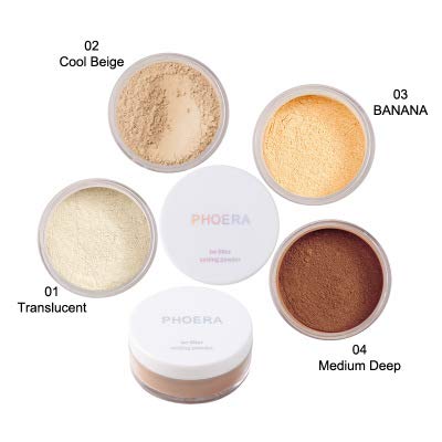 PHOERA Setting Powder Controls Oil,Setting Powder Makeup Light,Loose Powder Makeup Coverage,Loose Setting Powder Mini,0.17oz (03#BANANA)-BrightBean Baby