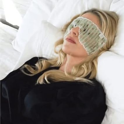 Alana Mitchell Jade Eye Mask – Weighted Eye Mask to Eliminate Wrinkles, Puffiness, & Irritation – Headache and Migraine Relief Mask - 100% Real Jade Stone Beads for Hot & Cold Anti Aging Therapy-BrightBean Baby