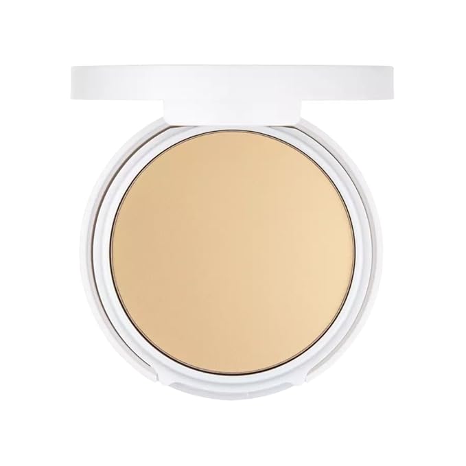 FLOWER Beauty By Drew Barrymore Light Illusion Perfecting Powder - Powder Foundation + Setting Powder for Makeup - Medium Buildable Coverage - Natural Glow + Flawless Finish - Mirror + Sponge Include d (Caramel)-BrightBean Baby