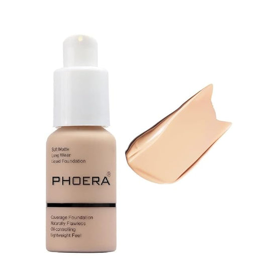PHOERA Foundation Full Coverage Liquid Foundation Cream - Long-lasting Lightweight Concealer - Oil-Free Formula - Natural Shade - Suitable for All Skin Types (Nude #102)-BrightBean Baby