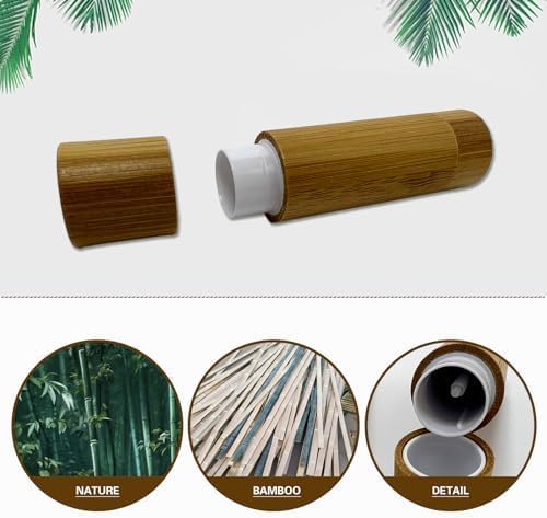 Bamboo Empty Lip Balm Containers 5.5g 6 Pack,Refillable DIY Lip Balm Tube Containers with Clear PP Plastic Inner,Lip Gloss Tubes Chapstick Holder for DIY Cosmetic Samples Deodorant-BrightBean Baby