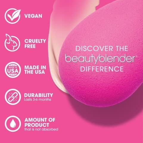 Beautyblender® | Nova Beauty Blender Makeup Sponge, Super-Soft Foam Easily Blends Foundations, Powders & Creams, Made in USA, Reusable, Washable, Streak Free Application, Vegan, Cruelty Free-BrightBean Baby