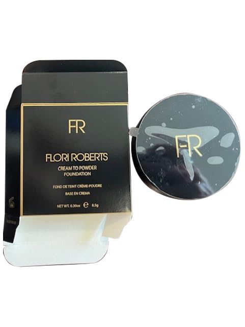 Cream To Powder Foundation by Flori Roberts, Full Coverage for Women of Color or Deeper Skin Tones, Long Lasting Makeup, Matte Finish, Covers Uneven Complexion and Hides Imperfections, 0.30 oz-BrightBean Baby