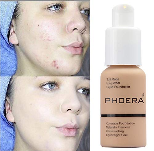 BestLand 2Pack PHOERA Foundation Full Coverage Liquid Foundation Cream - Long-lasting Lightweight Concealer - Oil-Free Formula - Natural Shade - Suitable for All Skin Types (2 Pack Nude #102)-BrightBean Baby