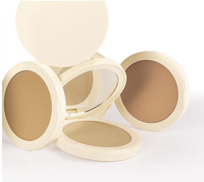 FARMASI Makeup BB All in One Powder, Lightweight, Long-Lasting Medium-Full Coverage with Flawless Finishing, will Look More Natural and Smooth Than Ever, 0.5 oz, Cool Light-BrightBean Baby