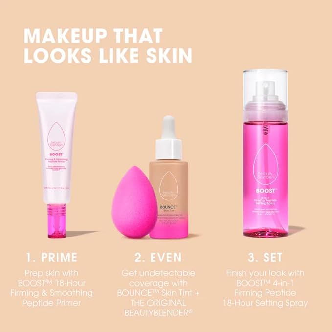 Beautyblender 12-Hour Always on Radiant Skin Tint, Breathable Serum Foundation Stays Put for All Day Long Wear, Infused with Hyaluronic Acid & Niacinamide, Light 4-BrightBean Baby
