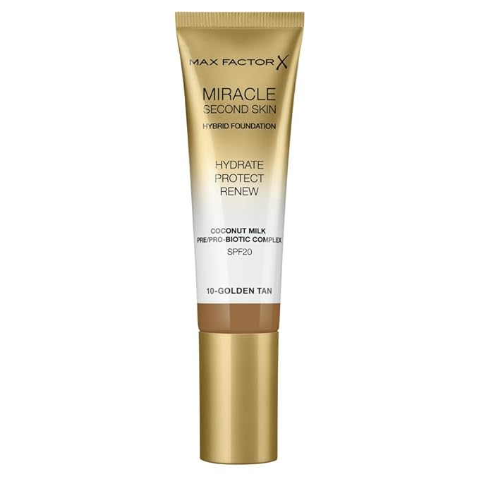 Max Factor Miracle Second Skin Hydrating Foundation, Golden Tan - 30 ml-BrightBean Baby