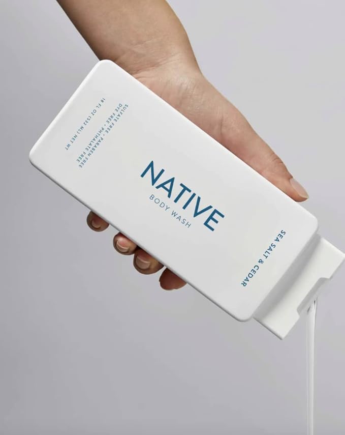 Native Body Wash Contains Naturally Derived Ingredients | For Women & Men, Sulfate, Paraben, & Dye Free Leaving Skin Soft and Hydrating | Sea Salt & Cedar 18 oz - 2 Pk-BrightBean Baby