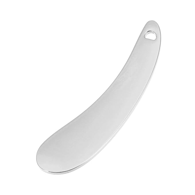 VOCOSTE 4 Pcs Makeup Spatula Mini Spoon, Eye Cream Massage Sticks Beauty Scoop, for Facial Cosmetic Face Cream, Zinc Alloy Moon Shape 2.13"x0.51", Silver Tone-BrightBean Baby