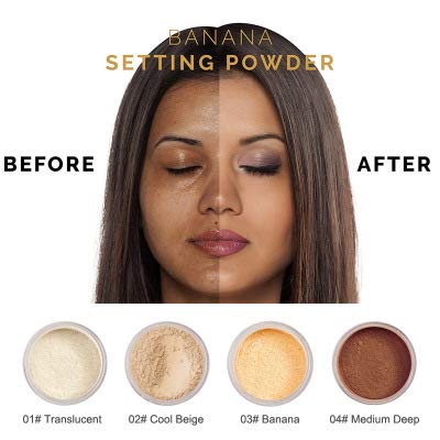 PHOERA Setting Powder Controls Oil,Setting Powder Makeup Light,Loose Powder Makeup Coverage,Loose Setting Powder Mini,0.17oz (03#BANANA)-BrightBean Baby