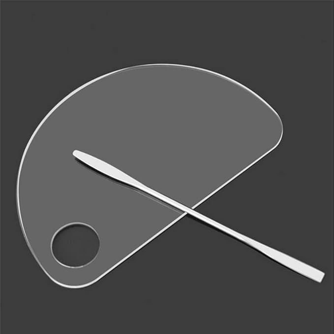 Set of 2 Semicircle Acrylic Makeup Palette and Metal Spatula Acrylic Cosmetic Palette Cosmetic Artist Palette Mixing Palette with Spatula Nail Art Eye Shadow Lipsticks Mixing Makeup Tools-BrightBean Baby