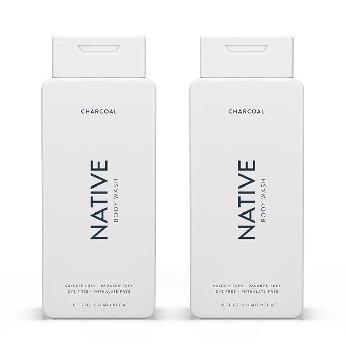 Native Body Wash Contains Naturally Derived Ingredients | For Women & Men, Sulfate, Dye, & Paraben Free Leaving Skin Soft and Hydrated | Charcoal 18 oz - 2 Pk-BrightBean Baby