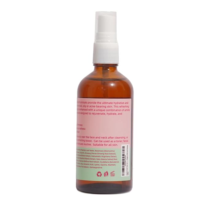Organic Rosemary, Burdock Root, Ginseng & Mint Spray – Infused with Vitamins & Oregano – Revitalizing Herbal Tonic for Scalp, Skin & Body – Natural Plant-Based Wellness Mist