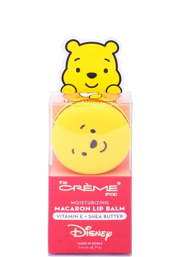 The Crème Shop x Disney Macaron Lip Balm Winnie The Pooh Lemon Honeycomb Crème Korean Scented Pocket Portable Vitamin E Shea Butter (Winnie The Pooh (Lemon Honeycomb))-BrightBean Baby