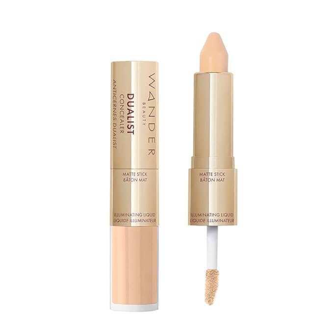 Wander Beauty Dualist Matte and Illuminating Concealer Makeup - Fair - Dual-Ended Matte Concealer Stick + Liquid Concealer - Full Coverage Concealer Brightens, Firms, & Hydrates Under Eyes -0.28 fl oz-BrightBean Baby