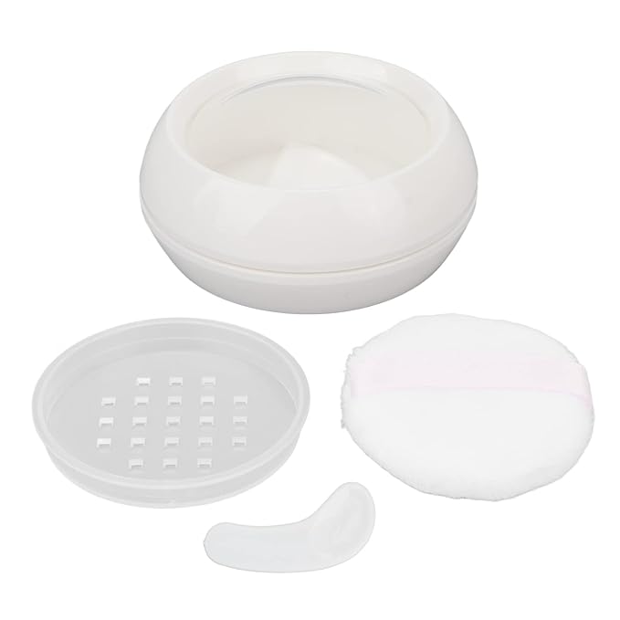 Dioche Loose Powder Container with Puff Sifter Lids, Plastic Refillable Empty Loose Powder Puff Case Face Powder Blusher Makeup Cosmetic Jars Containers for Travel Daily Use-BrightBean Baby