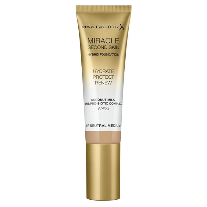 Max Factor Miracle Second Skin Foundation SPF 20-07 Neutral Medium Foundation Women 1.01 oz-BrightBean Baby