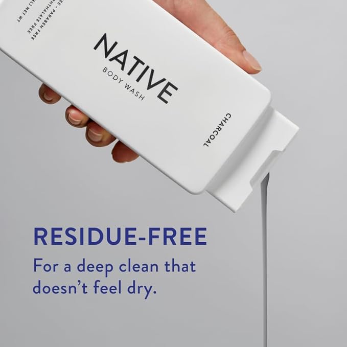 Native Body Wash Contains Naturally Derived Ingredients | For Women & Men, Sulfate, Dye, & Paraben Free Leaving Skin Soft and Hydrated | Charcoal 18 oz - 2 Pk-BrightBean Baby