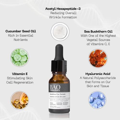 Intuition Eye Serum | Vitamin E, Cucumber Seed Oil And Hyaluronic Acid | Eye Serum for Wrinkles, Finelines and Dark Spots | Best Eye Serum For All Skin Types (15 ML)-BrightBean Baby