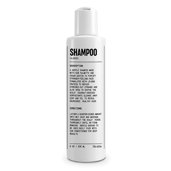 Blu Atlas Men's Natural Shampoo – Organic, Sulfate-Free, Paraben-Free – Deep Cleansing & Hydrating – Classic Scent (Bergamot, Sage, Patchouli) – Made in America– 8 oz-BrightBean Baby