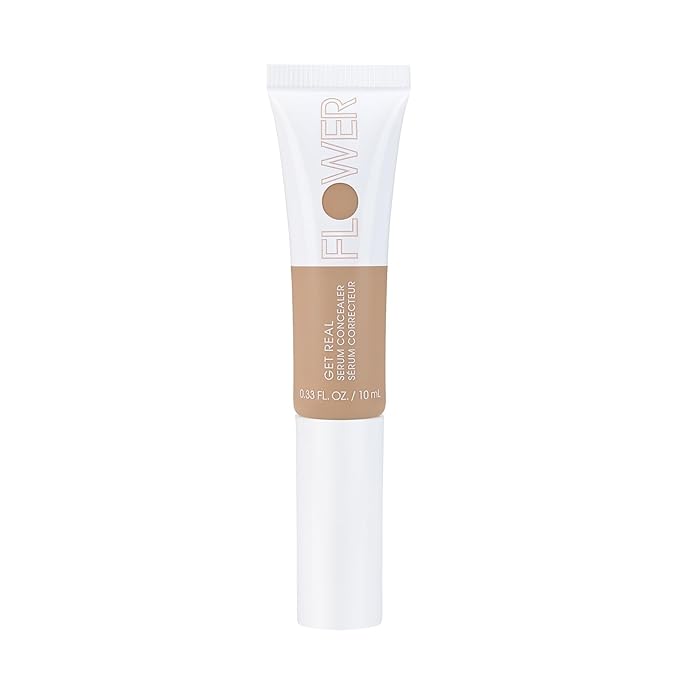 FLOWER BEAUTY By Drew Barrymore Get Real Serum Concealer - Brightens Skin + Blurs Blemishes - Hydrating Serum- Light-BrightBean Baby