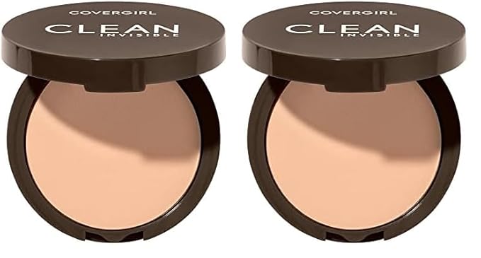 Covergirl Clean Invisible Pressed Powder, Lightweight, Breathable, Vegan Formula, Buff Beige 125, 0.38oz (Pack of 2)-BrightBean Baby
