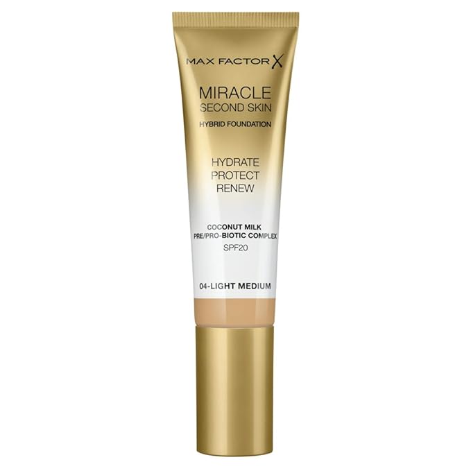 Max Factor Miracle Second Skin Foundation SPF 20-04 Light Medium Foundation Women 1.01 oz-BrightBean Baby