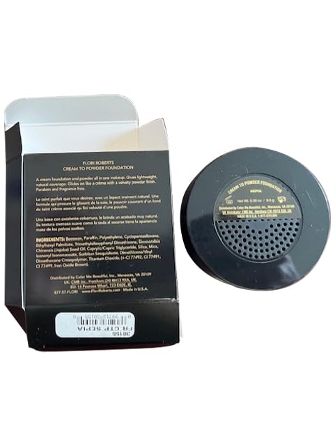 Cream To Powder Foundation by Flori Roberts, Full Coverage for Women of Color or Deeper Skin Tones, Long Lasting Makeup, Matte Finish, Covers Uneven Complexion and Hides Imperfections, 0.30 oz-BrightBean Baby