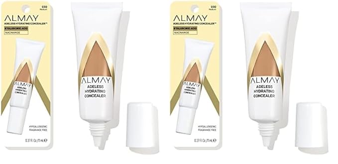 Almay Anti-Aging Concealer, Face Makeup with Hyaluronic Acid, Niacinamide, Vitamin C & E, Hypoallergenic-Fragrance Free, 030 Medium, 0.37 Fl Oz (Pack of 2)-BrightBean Baby