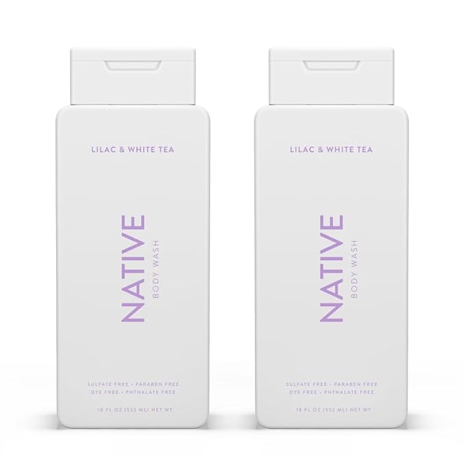 Native Body Wash Contains Naturally Derived Ingredients | For Women & Men, Sulfate, Paraben, & Dye Free Leaving Skin Soft and Hydrating | Lilac & White Tea 18 oz - 2 Pk-BrightBean Baby