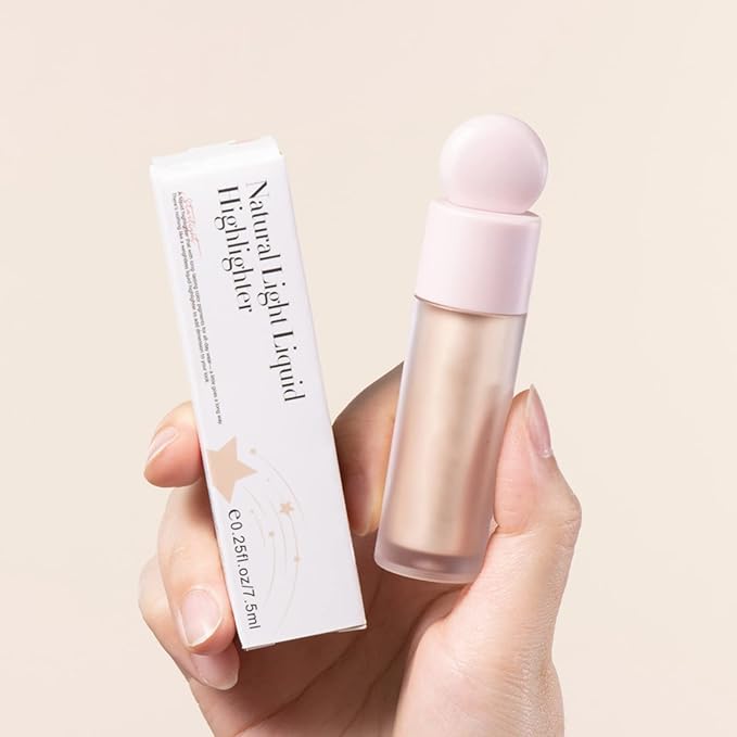Liquid Highlighter Natural Glow For Face & Body, Waterproof Moisturizing Light Liquid Luminizer For Long Lasting Shimmer, Contour Highlighter Stick Easy to Apply with Cushion Applicator-BrightBean Baby