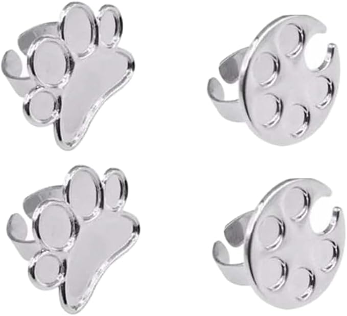Mini Manicure Palette,4PCS Nail Display Board,Metal Nail Art Polish Holder,Paint Palette Finger Ring,Stainless Steel Makeup Mixing Palette Ring-BrightBean Baby