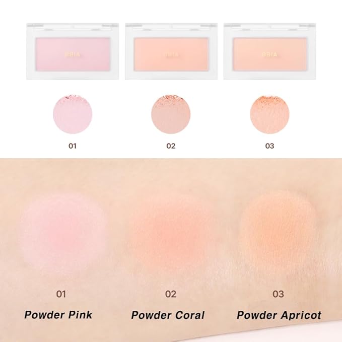 BBIA Ready To Wear Powder Cheek Blush 3 Color ā Buildable & Blendable Soft Blush for Cheeks, Matte & Shimmery Finish, Lightweight, Long-Lasting, Vegan, Korea Face Makeup, 0.19oz (03 POWDER APRICOT)