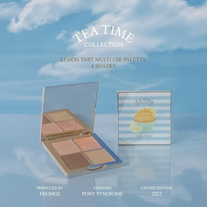 FreshO2 x Pony | Lemon tart multi-use Palette | 2 shades of highlight and 2 shades of contour| Delicate pearl like shimmer, super smooth | Made In Taiwan | Vegan Cruelty Free