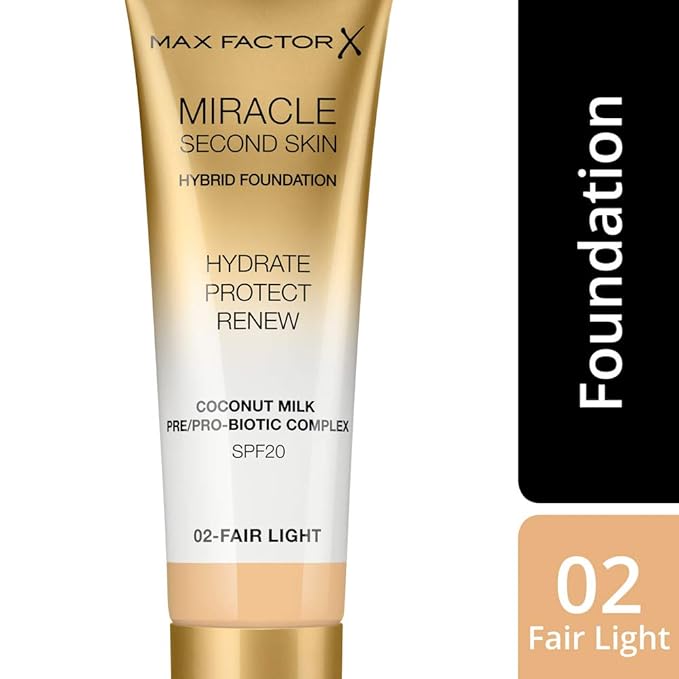 Max Factor Miracle Second Skin Hydrating Foundation, Fair-Light - 30 ml-BrightBean Baby