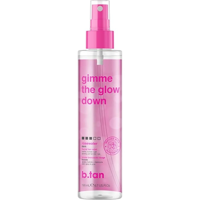 b.tan Clear Face Tan Mist | Gimme The Glow Down - Best Facial Tanner Spray, Gradual Bronzing Sunless Tanning Water, Infused with Rosewater, Vegan, Cruelty Free, 6.7 Fl Oz-BrightBean Baby