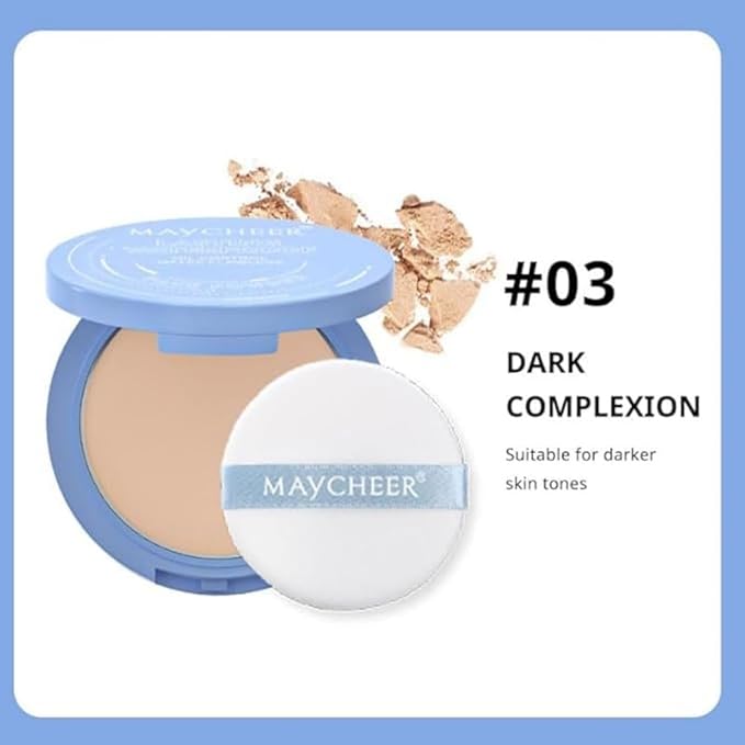 Oil Control Face Pressed Powder, Matte and Smooth Translucent Powder Setting Powder Makeup, Waterproof Long Lasting Finishing Face Powder, Cruelty-free (#03 DARK)-BrightBean Baby