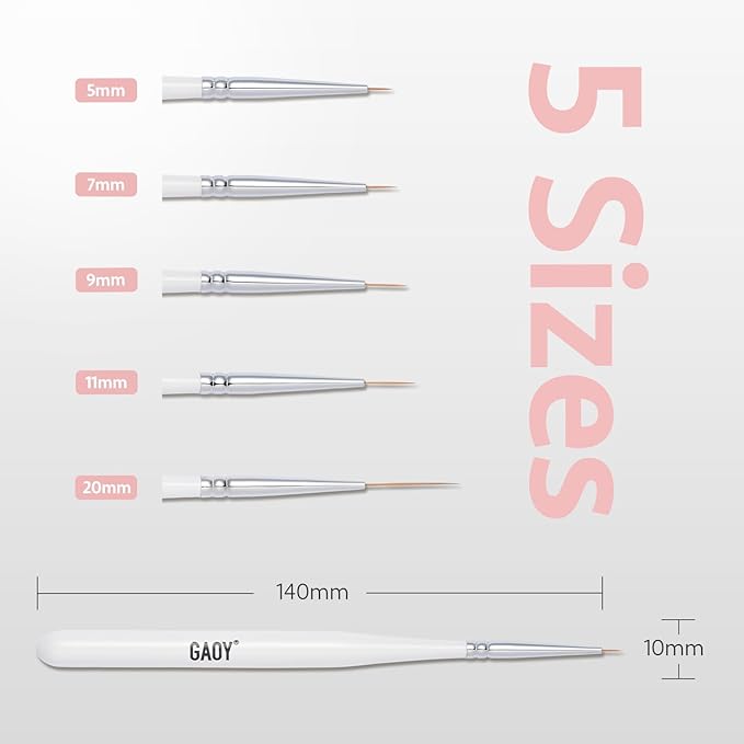GAOY 5 Pcs Nail Art Liner Brushes, Thin French Liner, Nail Design Tools for Nail Detail Painting, for Nail DIY-BrightBean Baby