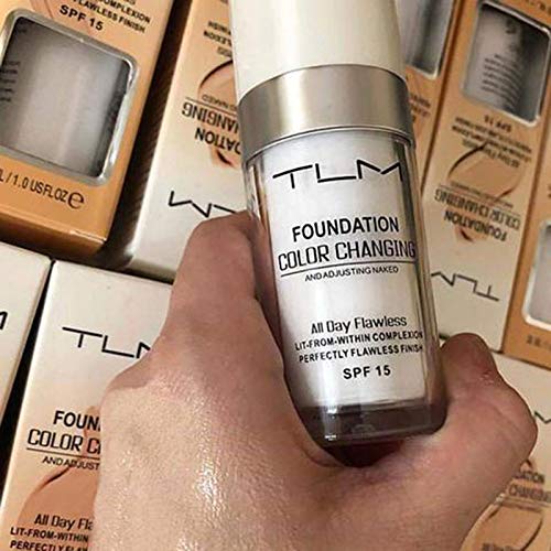 TLM Colour Changing Foundation - Flawless Coverage, Lightweight Formula, Adapts to Skin Tone, Hides Wrinkles & Lines, Hydrating & Long-Lasting, BB Cream Makeup Base Concealer Cover-BrightBean Baby