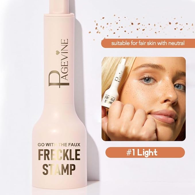 Freckle Stamp Pen, Fake Freckle Stamp Makeup Tool, Faux Freckle Stamp with Quick Dry 5-Point Multi-Prong Soft Tip, Waterproof & Long Lasting Lifelike Sunkissed Face Freckle Makeup (1# Light)-BrightBean Baby