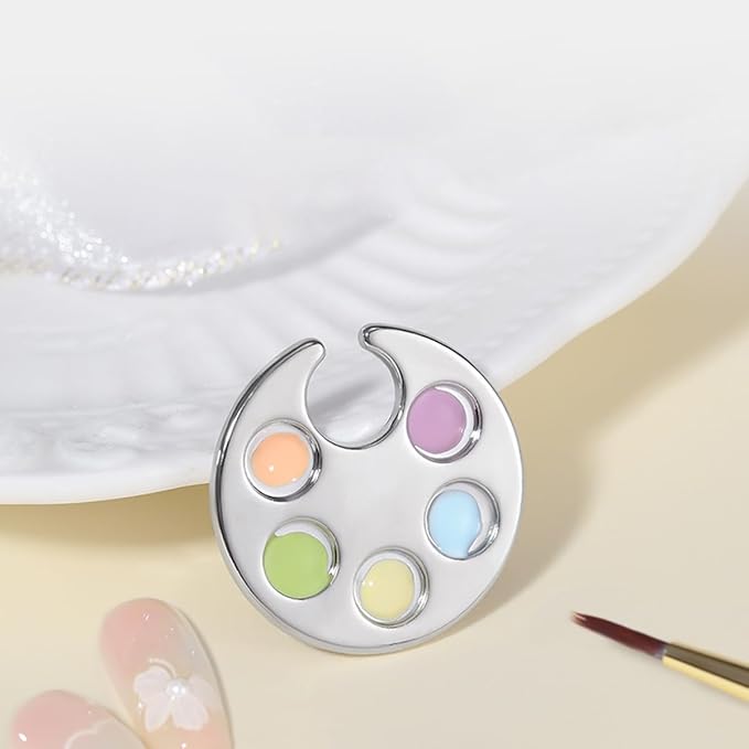 4 Pack Mini Nail Paint Art Palette Finger Rings Metal Manicure Palette Tools Makeup Palettes-BrightBean Baby