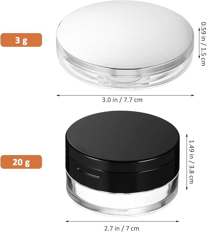Beaupretty 2 Pieces Loose Powder Container with Puff Loose Powder Compact Case Empty Powder Case Reusable Plastic Empty Powder Case with Mirror (0.1/0.7 oz)-BrightBean Baby