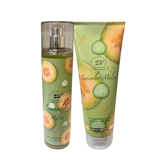 Bath & Body Works Cucumber Melon Fine Fragrance Mist 8oz and Body Cream 8oz-BrightBean Baby