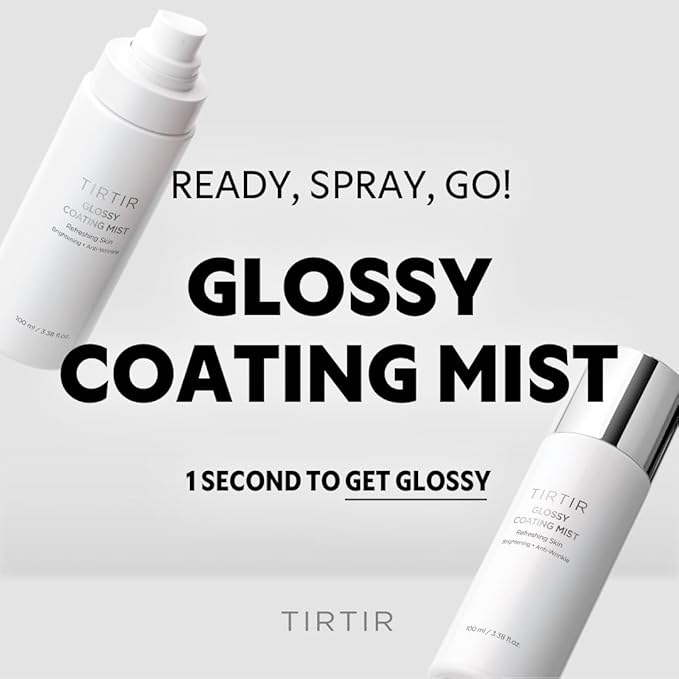 TIRTIR Glossy Coating Mist 3.38 fl. oz, Illuminating Polyglutamic Acid Face Mist for Fresh, Glowing Skin,Cooling, Soothing, Makeup Prep Spray-BrightBean Baby
