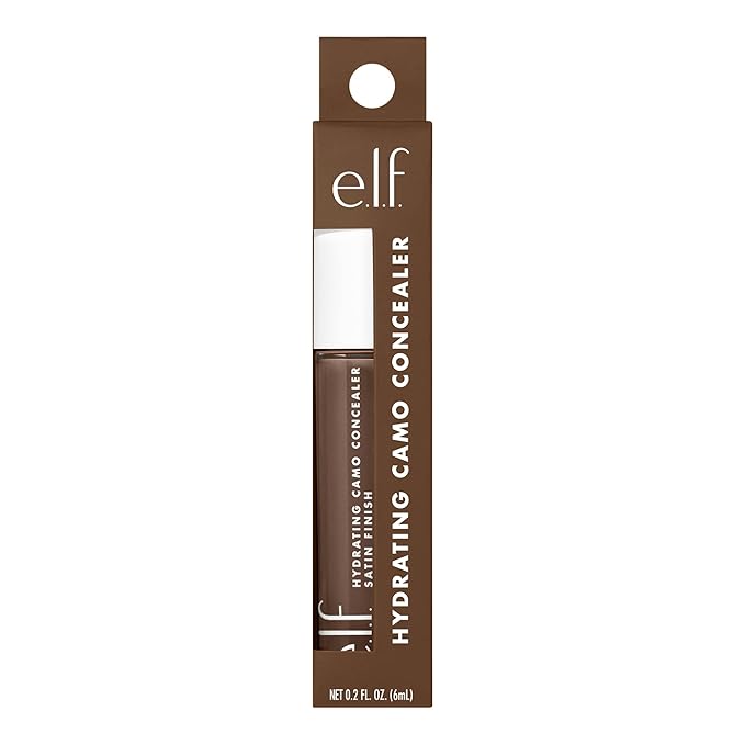 e.l.f. Hydrating Camo Concealer, Covers Blemishes & Under-Eye Circles, Full-Coverage & Delivers A Satin Finish, Vegan & Cruelty-Free, Rich Walnut-BrightBean Baby