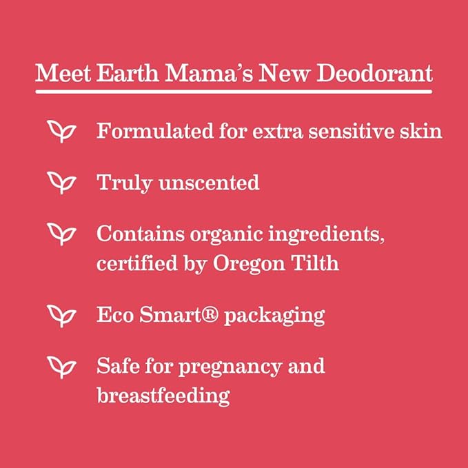 Earth Mama Simply Non-Scents Deodorant | Fragrance-free + Safe for Sensitive Skin, Pregnancy and Breastfeeding, Contains Organic Calendula and Coconut Oil, No Baking Soda or Aluminum, 2.65-Ounce-BrightBean Baby