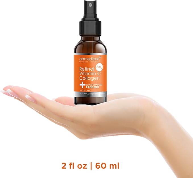 3 in 1 Super-Charged Anti-Aging Face Mist w/Retinol, Vitamin C + Collagen | Hydrates, Refreshes & Brightens for a More Glowing Complexion | 2 fl oz, 60 ml-BrightBean Baby