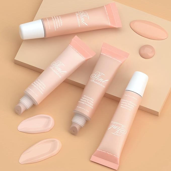 2 Pack Liquid Foundation Cream with Foundation Brush for Face Makeup,Durable Full Coverage Matte Concealer Make Up,Oil Control & Waterproof Base Primer -1 Fl.Oz (#02)-BrightBean Baby