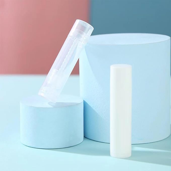 50 Lip Balm Container Kit with Filling Tray and Spatula, Round Tube Refillable Empty Tube 3 Colors, 0.15 oz, BPA Free, for DIY Homemade Lipstick Lipstick (50 white kits,)-BrightBean Baby